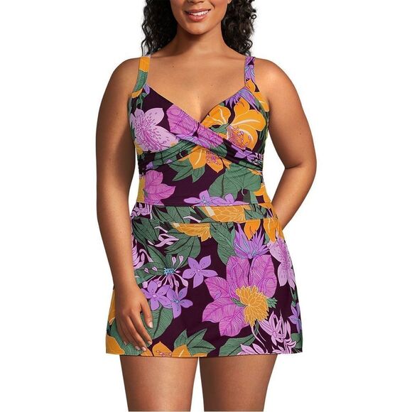 Land's End cropped bikini top soft foam cup deep sea navy adjustable straps 14 - Picture 6 of 8